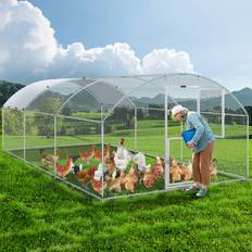 VEVOR Large Metal Chicken Coop with Run Walkin Chicken Coop for Cover