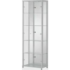 Zilver/Chroom Glazen vitrinekasten Cristal Silver Glass Cabinet 32x172cm