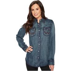 Wrangler Women Blouses Wrangler Damen Langärmeliges Western-Arbeitshemd Bluse, Denim, Groß