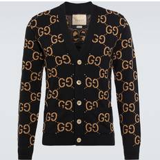 Gucci Overdele Gucci Monogrammed Wool-Jacquard Cardigan - Black