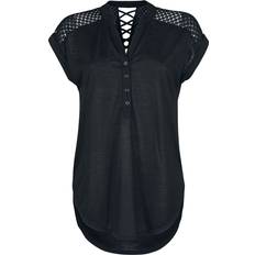 Dame - Vide T-skjorter Rotterdamned T-skjorte Heeze Back Lace Wide Slub Jersey T-skjorte til Damer svart