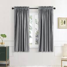 Grey Curtains 63 Inch Blackout Rod