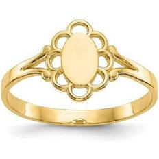 Children - Gold Rings Bagatela 10K Yellow Gold Filigree Oval Polished Center Childs Signet Ring 4.25