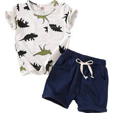 YOUNGER TREE Toddler Baby Boy Dinosaur T-shirt & Shorts - Blue