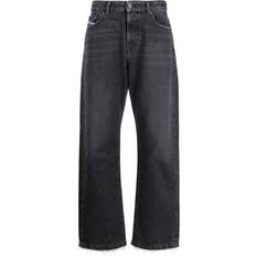 Nylon Jeans Diesel wide-leg lace-trim jeans women Cotton/Nylon Black