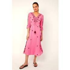 Bambu - Dam Klänningar Aspiga Nicole Embroidered Dress Pink/ Burgundy