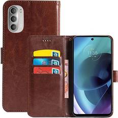 CaseOnline Motorola Moto G71 5G Wallet Cover 3-kort brun