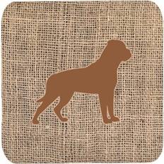 Brown Coasters CoolCookware Rottweiler Burlap Foam Set Coaster 4pcs