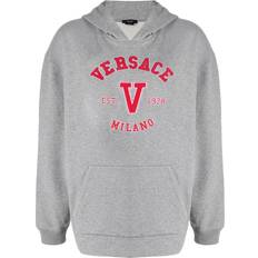 Versace appliqué logo hoodie men Cotton Grey