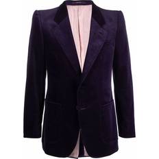 Gucci Men Blazers Gucci single-breasted velvet blazer men Cotton/Elastane/Cupro/Viscose Purple