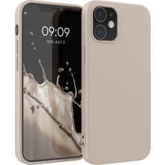 Fodral kompatibelt med Apple iPhone 12/12 Pro mjukt silikonfodral matt beige