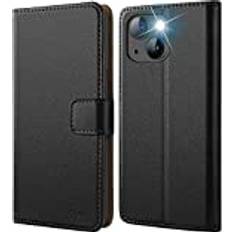 Hoomil MagFlip Series Designed for iPhone 13 Case, Premium Leather Flip Wallet Phone Case with Card Holder Black