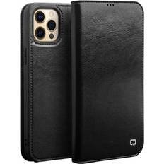 Läder iphone 13 pro max Qialino Classic iPhone 13 Pro Max Läder Plånboksfodral Svart
