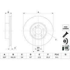 Pièces de Vélo Bosch Disque De Frein 307 24 5 112 Mm Ventilé Revêtu À Haute Teneur En Carbone