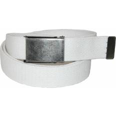 CTM Men's Big & Tall Fabric Belt with Nickel Flip Top Buckle White
