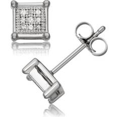 Unisex - White Gold Earrings Precious Stars Precious Stars 10K White Gold 0.25ct TDW White Diamond Square Unisex Stud Earrings