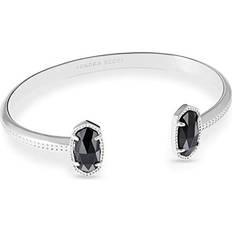Kendra Scott Kendra Scott Elton Cuff Bracelet for Women, Fashion Jewelry, Rhodium-Plated, Black Opaque Glass