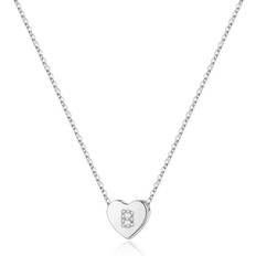 Children Necklaces M Mooham MOOHAM Initial Necklace for Girls, Dainty Cubic Zirconia Silver Letter Initial Heart Necklace for Women Girls, Mothers Valentines Day Girls Gifts Toddler Necklace Kids Jewelry Teen Girls