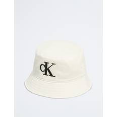 Calvin Klein Men Hats Calvin Klein Men's Embroidered Monogram Logo Twill Bucket Hat White