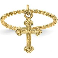 Children - Gold Rings Bagatela 14K Yellow Gold Cross Dangle Twisted Band Childs Ring