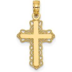 The Black Bow 14K Yellow Gold Budded Cross Charm