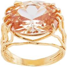 Orange Rings Silpada Silpada 'Lemon Drop' Cubic Zirconia Ring in 14K Gold-Plated Silver, Orange