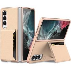 Wallet Cases Baili BAILI Samsung Z Fold 4 Leather Wallet Case,Samsung Galaxy Z Fold 4 Case with Card Slots,Galaxy Z Fold 4 Case with Card Holder,Military Grade Drop Protective Case,Mist Gold