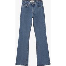 Turquoise - Women Jeans IKKS Womens Turquoise Boot-cut Flared-leg High-rise Stretch-denim Jeans