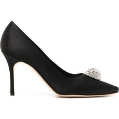 Viscose Heels & Pumps Manolo Blahnik Hangisi 90mm appliqué satin pumps women Viscose/Leather/Leather