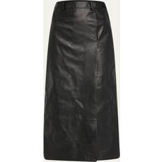 Balenciaga Midi Skirts Balenciaga Slit Tailored Leather Midi Skirt NOIR