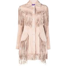 Philipp Plein Women Outerwear Philipp Plein oversized fringed suede shirt jacket women Elastane/Polyester/Lambskin Neutrals