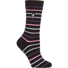 Stripes Socks Heat Holders Ladies Ultra Lite Riga Stripe Socks Black