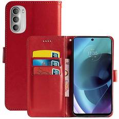 CaseOnline Motorola Moto G71 5G Wallet Cover 3-kort rød