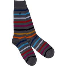 Cashmere Underwear Mens Striped Bamboo Socks Grey 7-11