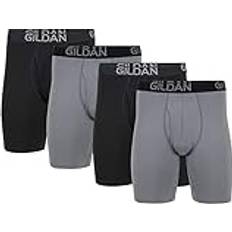 Flanell Underkläder Gildan herr bomull stretch långa ben boxershorts förpackning med 4 Grå flanell/svart sot 4-pack