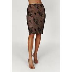 3XL - Midi Skirts WNT Xena Embroidered Mesh Midi Skirt Black