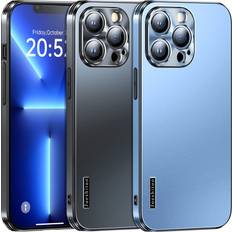 Defender Ultra-Matte iPhone 13 Pro Max Case with Shining Metal Camera Cover [Luxury Slim Fit Design][Baby Skin-Like Touch][Military Grade Protection] Shockproof 13 Pro Max Phone Case Sierra Blue