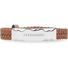 Ferragamo Men Bracelets Ferragamo logo-engraved leather bracelet men Leather/Brass One Brown