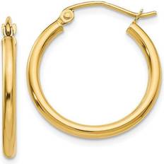 Quality 10T916 x mm 10K Yellow Polished Round Hoop Earrings, Pair