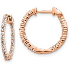 Gray Earrings Bagatela 14K Rose Gold Polished Diamond In-Out Hinged Hoop Earrings