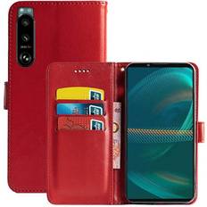 CaseOnline Wallet Cover 3-kort Sony Xperia 5 III rød