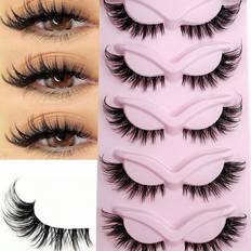Transparenta Lösögonfransar Shein 5 Pairs Cat Eye Eyelashes Transparent Band Natural Fluffy False Lashes Fox Eye Eyelashes Tail Elongated Eyelashes Faux Mink Lashes Makeup Extensions