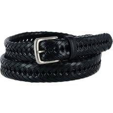 Aquarius Men's Tubular Leather Braided Belt Black