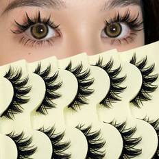 Makeup Shein 5 Pairs Manga Lashes Natural Long Cosplay Makeup Cross Big Eye Lashes and Cat Eye Lashes Full Strip False Eyelashes