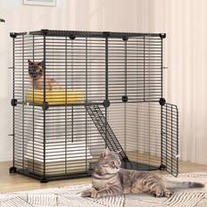 YitaHome Indoor Cat Cage 2 Tier Kitten Cage House Cat Enclosure