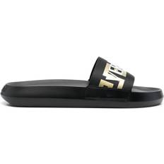 Fabric - Men Slides Versace logo-appliqué open toe slides men Fabric/Fabric/Rubber/Rubber Black