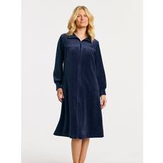 Damella Velour Plain Robe - Navy