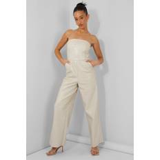 Beige - Woman Jumpsuits & Overalls Kaiia Bandeau Tailored Wide Leg Jumpsuit Stone