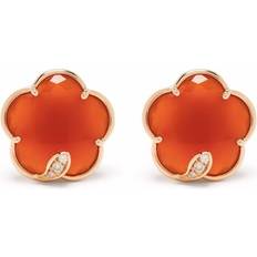 Rose Gold Earrings Pasquale Bruni 18kt rose gold Petit Joli carnelian and diamond stud earrings women 18kt Rose Gold/White Diamond/Brown Diamond/Carnelian One