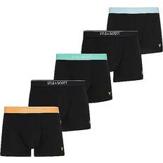 Black - Women Men's Underwear Lyle & Scott 'Jackson' Pack of Black Trunks with Coloured Waistbands